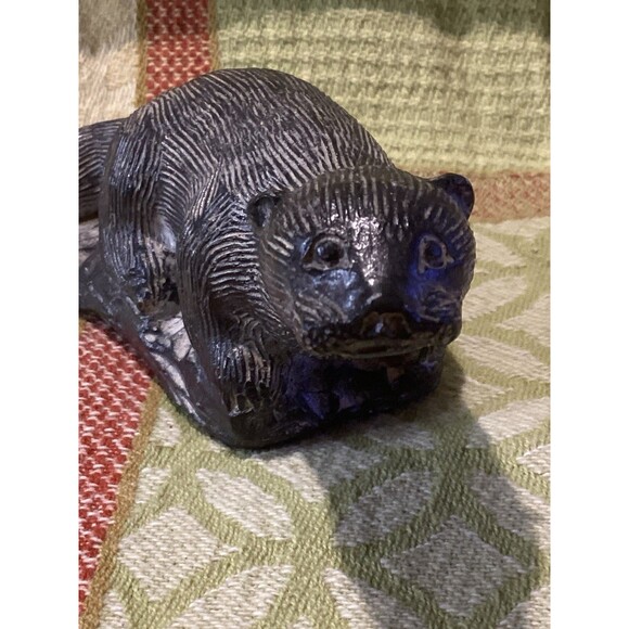 Wolf Original Handmade Soapstone 2 Seal & Otter Sculptures Figurine Made Canada - Picture 10 of 16